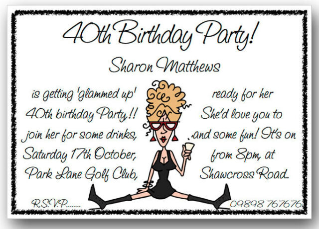 Funny 40th Birthday Invitations
 30th 40th 50th 60th 70th 80th 90th 100th funny Birthday