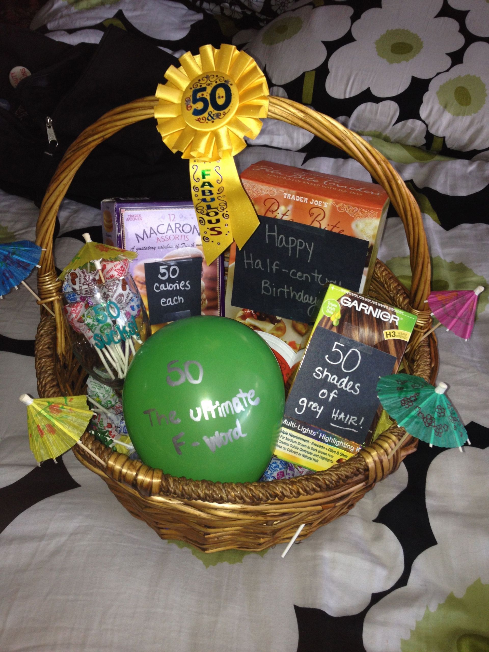 Funny 50Th Birthday Gift Ideas
 Fun 50th birthday t basket for my mom I just filled it