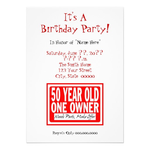Funny 50th Birthday Invitations
 Funny 50th Birthday Party Invitations — FREE Invitation