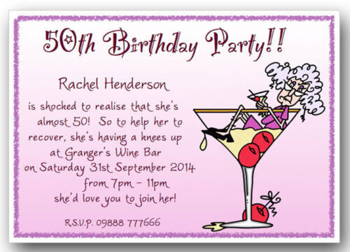 Funny 50th Birthday Invitations
 40th 50th 60th 70th 80th 90th personalised funny Birthday