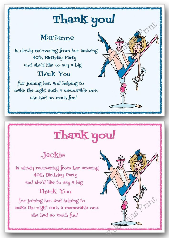 Funny Birthday Invitation Wording
 Thank you cards x10 Personalised 18th 21st 30th 40th 50th
