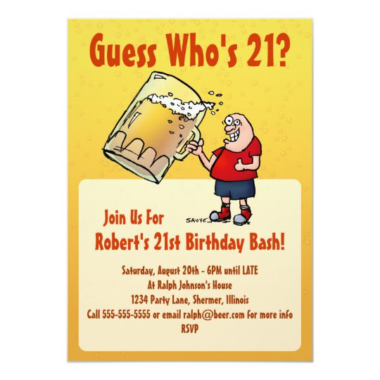 Funny Birthday Invitation Wording
 Funny 21st Birthday Party Invitation With Big Beer