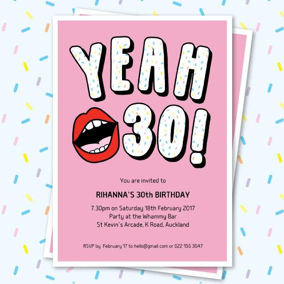 Funny Birthday Invites
 30th Birthday Invitation Sassy Yeah 30 Lips Editable