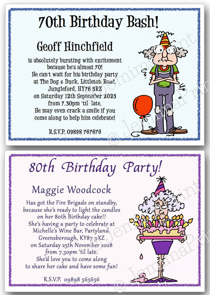 Funny Birthday Invites
 Personalised 40th 50th 60th 70th 80th 90th funny Birthday