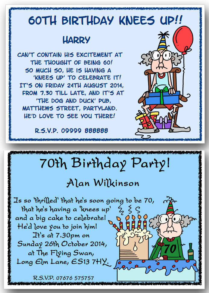 Funny Birthday Invites
 Personalised 40th 50th 60th 70th 80th 90th funny Birthday