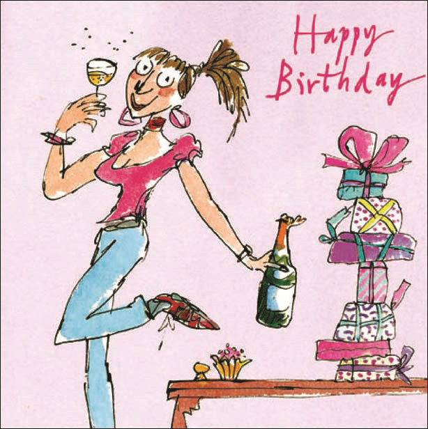 Funny Birthday Wishes For Best Friend Female
 Quentin Blake Female Happy Birthday Greeting Card Square