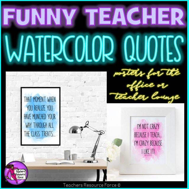 Funny Educational Quotes
 Funny Teacher Watercolor Quote Posters for your office or