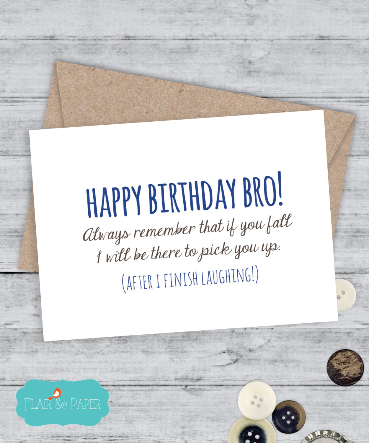 Funny Happy Birthday Wishes For Brother
 Brother Birthday Card Funny Brother Card by FlairandPaper