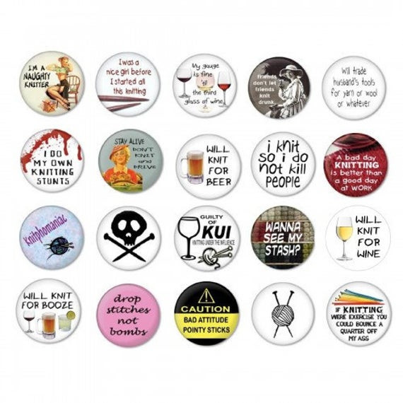 Funny Pins
 Items similar to Knitting PINBACK BUTTON BADGES wholesale