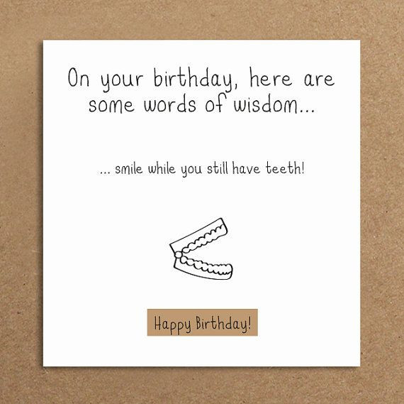 Funny Short Birthday Wishes
 Handmade Funny Birthday Card False Teeth by