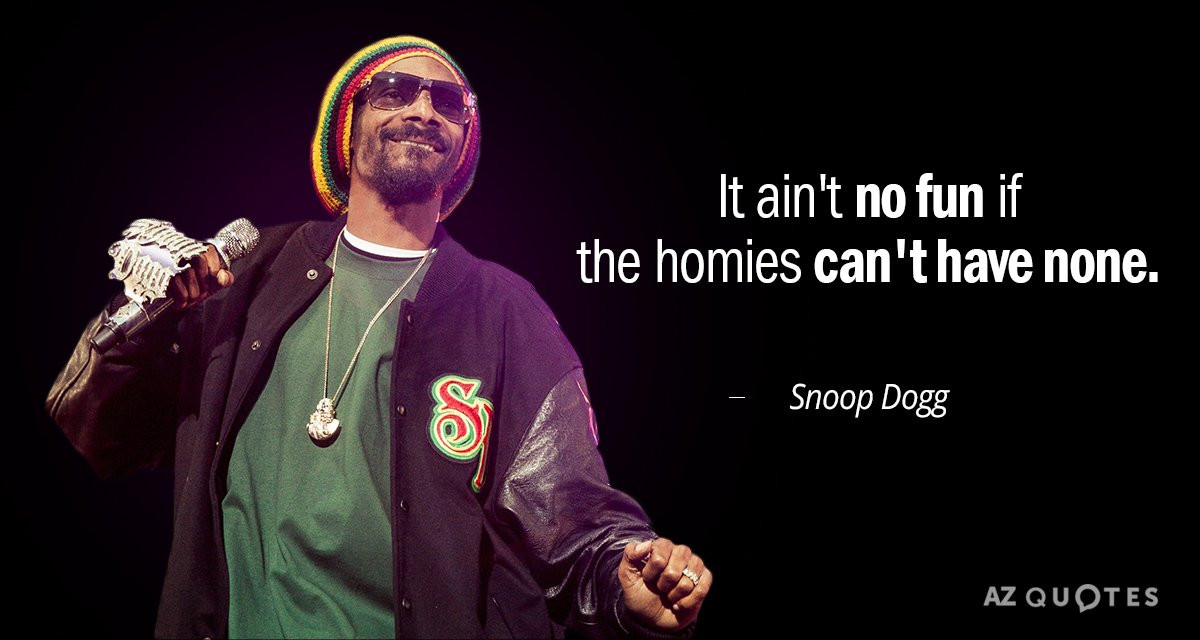 Funny Snoop Dogg Quotes
 Snoop Dogg quote It ain t no fun if the homies can t have
