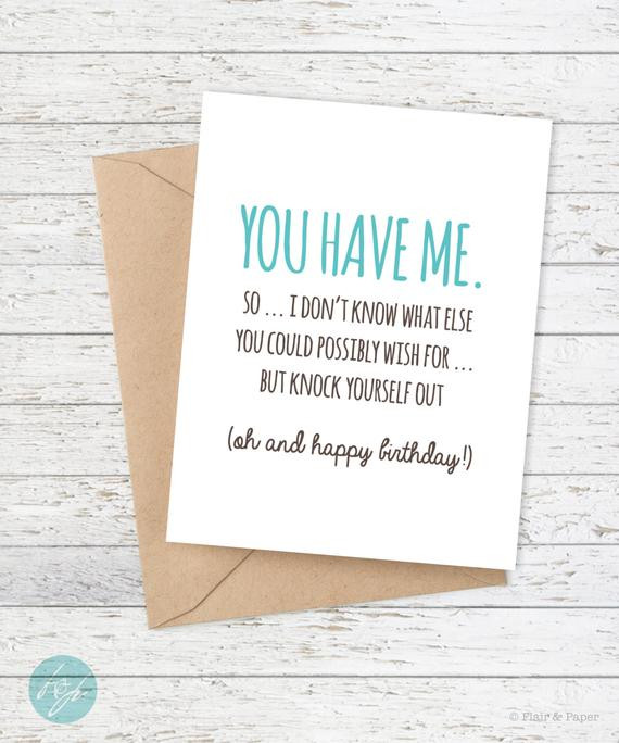 Funny Things To Say On A Birthday Card
 Birthday Card Funny Boyfriend Card Funny by FlairandPaper
