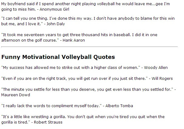 Funny Volleyball Quotes
 Volleyball Quote by Famous Athletes