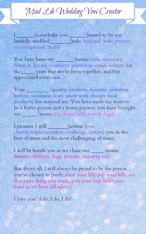Funny Wedding Vows Samples
 The only vow you need in 2019