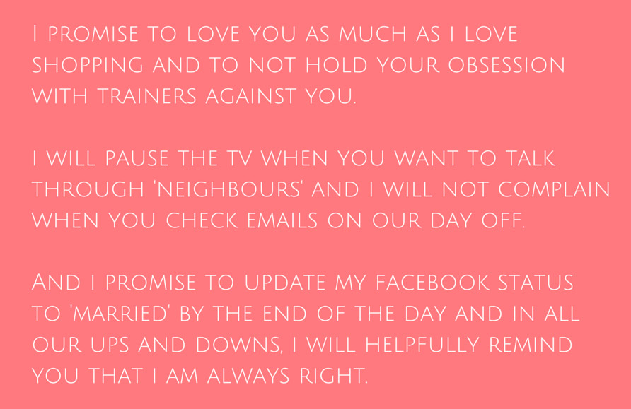 Funny Wedding Vows Samples
 Funny Wedding Vows for her