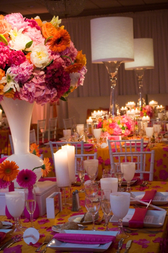 Fuschia Wedding Decorations
 REAL STORIES Hot Pink & Orange Bat Mitzvah for Sydney