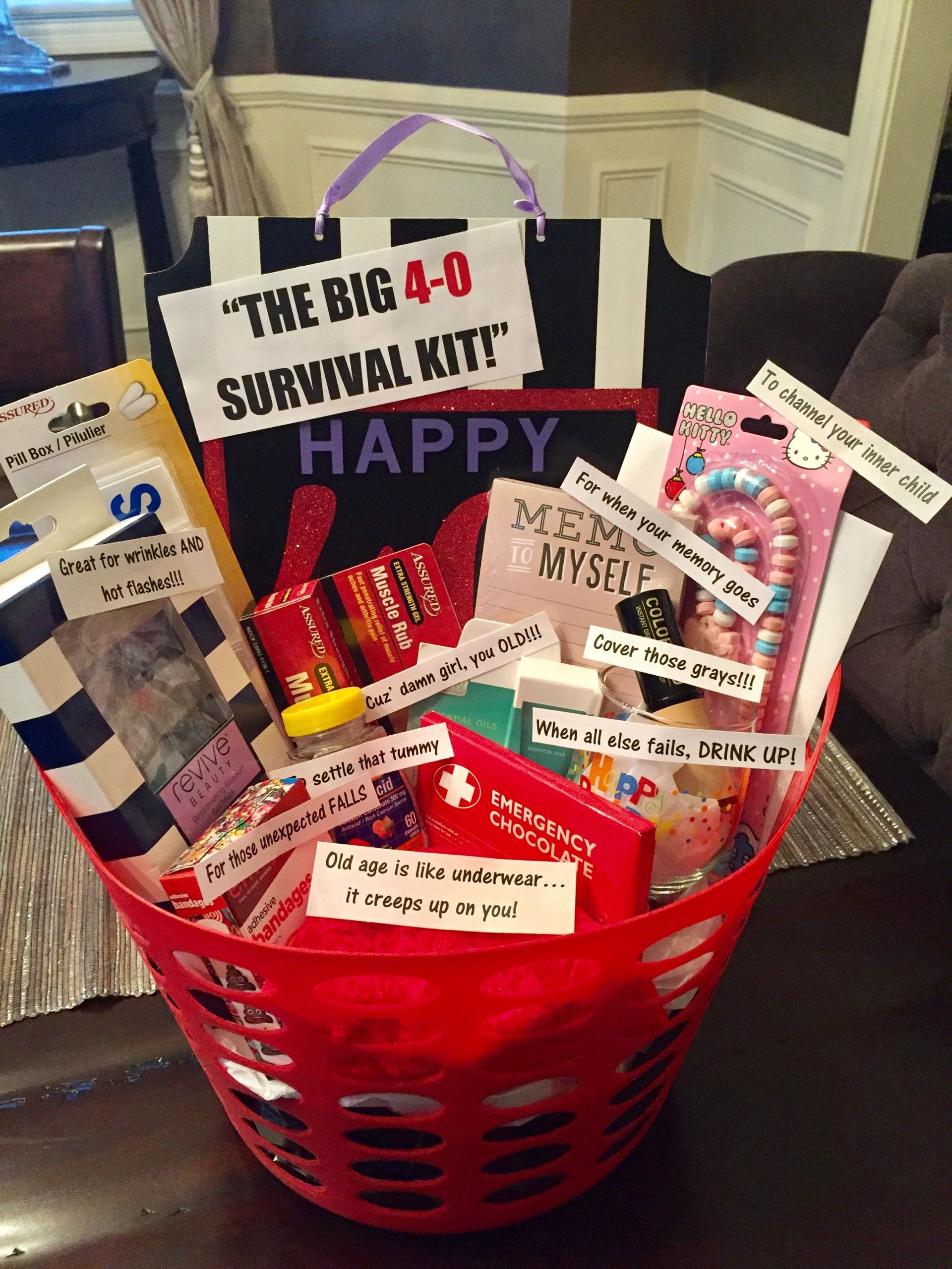 Gag Gifts For 40th Birthday
 40th birthday survival kit for a woman most things from