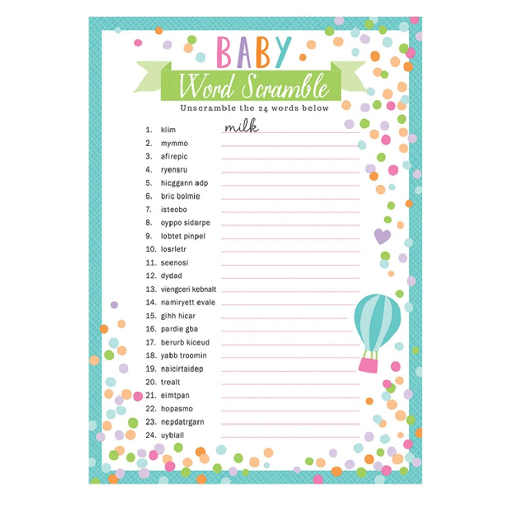 Games For Baby Showers Party
 24 x sheets Baby Shower Word Scramble Party Games Uni