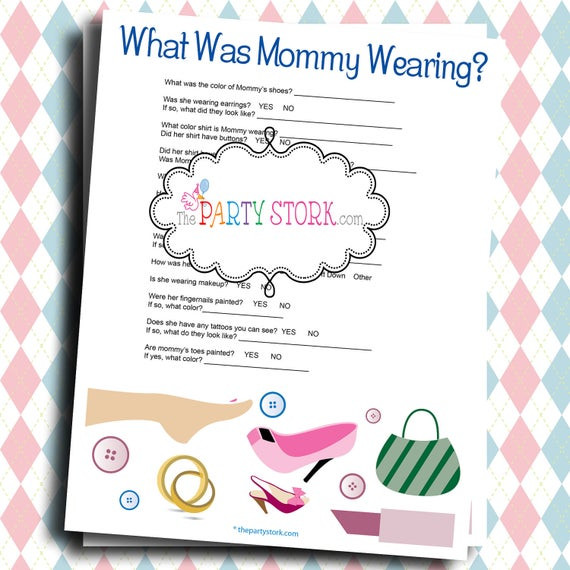 Games For Baby Showers Party
 Fun Baby Shower Games What was Mommy Wearing by thepartystork