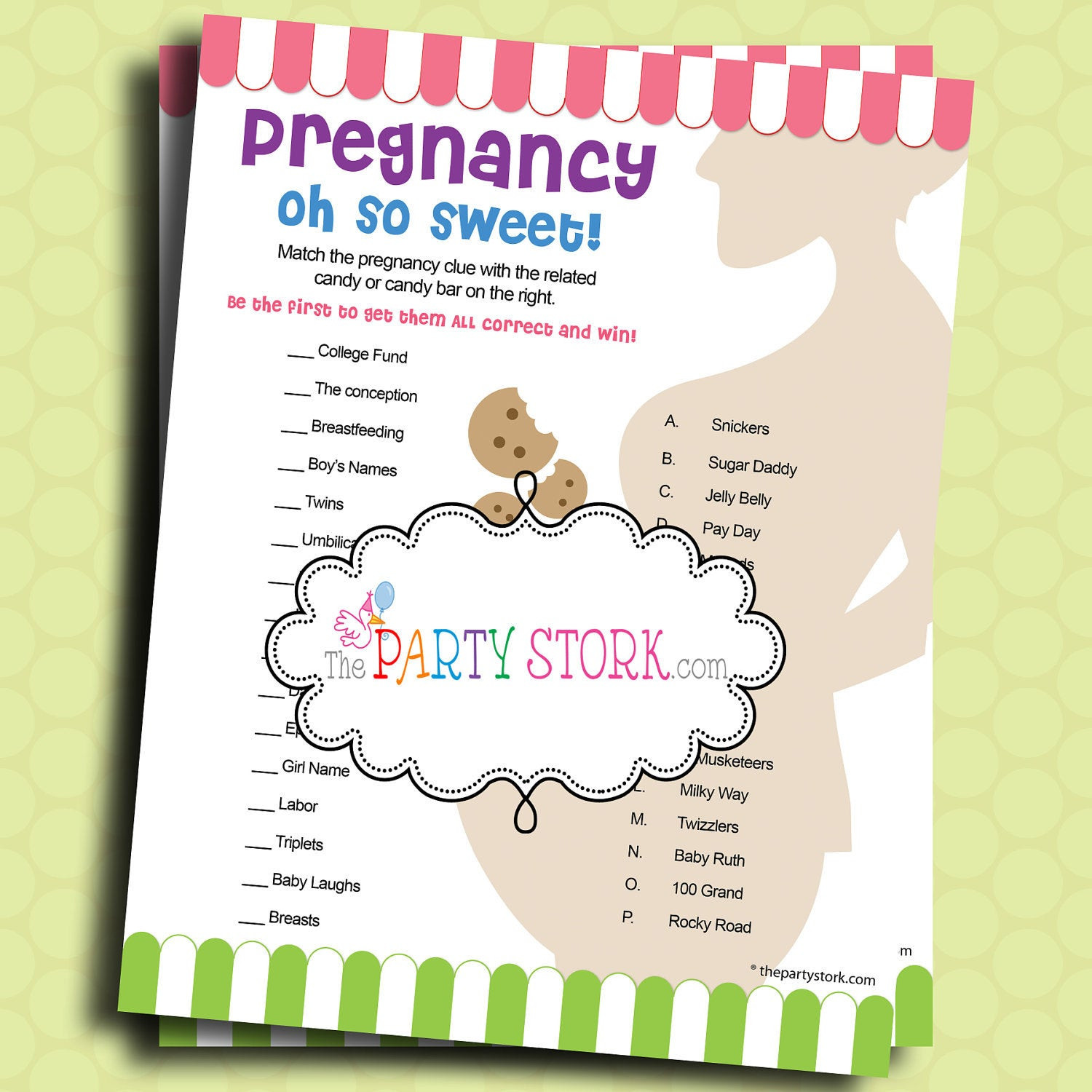 Games For Baby Showers Party
 Baby Shower Candy Bar Game Pregnancy Oh So Sweet Printable