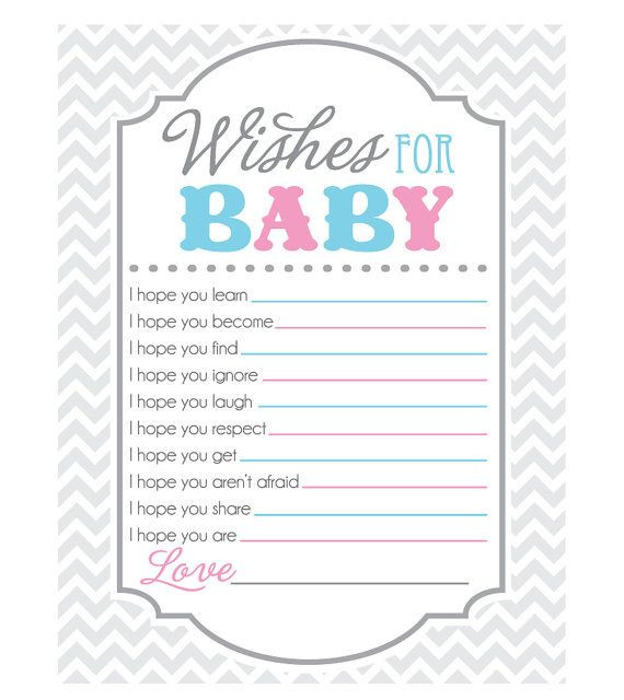 Games For Baby Showers Party
 Gender Reveal Party Game Sheet for Wishes for Baby "I