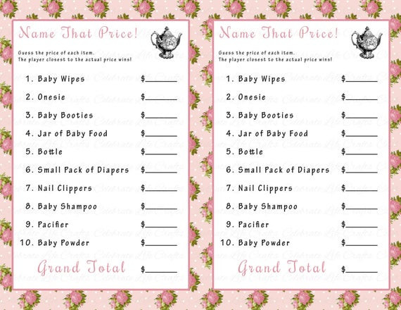 Games For Baby Showers Party
 Baby Shower Name That Price Game Printable Baby Shower Games