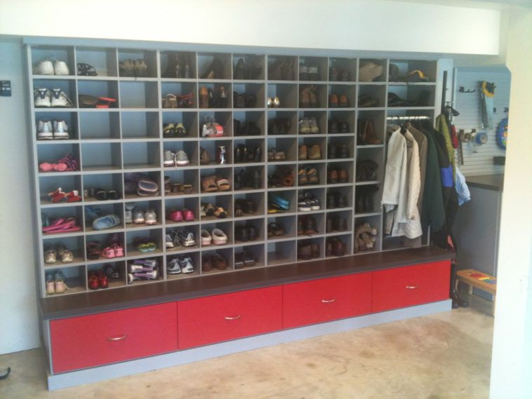 Garage Shoe Organizers
 Wall Unit Garage Shoe Storage With Hanger For Coat