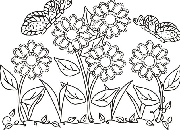 Garden Coloring Pages For Kids
 Butterfly And Flower In The Garden Colouring Butterfly