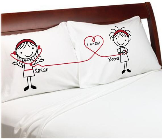 Gay Valentine Gift Ideas
 Listen to My Heart Girlfriends Lesbian Couple Pillowcases