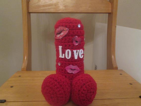 Gay Valentine Gift Ideas
 LOVE PENIS red crochet valentine valentine