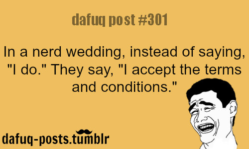 Geeky Wedding Vows
 HAHA This was part of Crystal and Eric s wedding vows