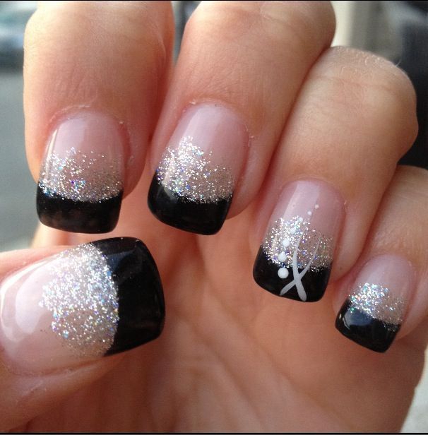 Gel Nails With Glitter Tips
 45 Cool Black French Tip Nail Art Designs For Trendy Girls