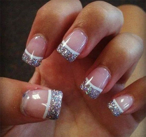 Gel Nails With Glitter Tips
 12 Gel French Tip Glitter Nail Art Designs & Ideas 2016
