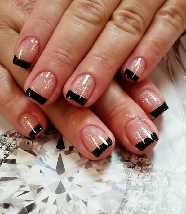 Gel Nails With Glitter Tips
 70 Very Stylish Black French Tip Nail Art Design Ideas