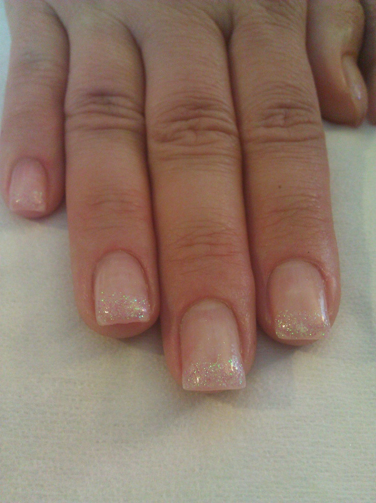 Gel Nails With Glitter Tips
 Gel nails with light pink glitter tips