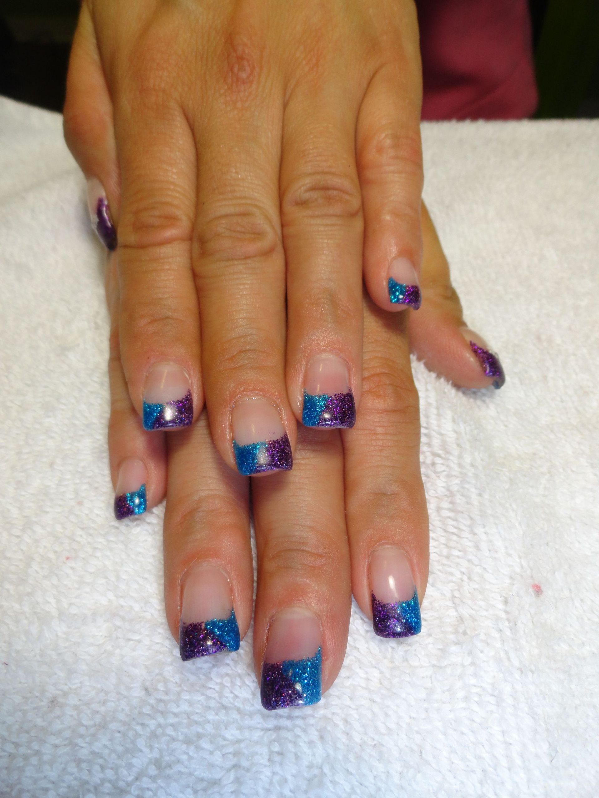 Gel Nails With Glitter Tips
 Blue & Purple Glitter Gel Nail Tips I love these two