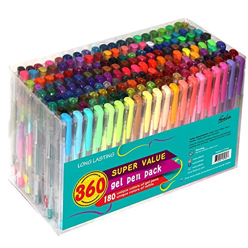 Gel Pens For Adult Coloring Books
 Feela 360 Colors Gel Pens Set 180 Unique Gel Pen Plus 180