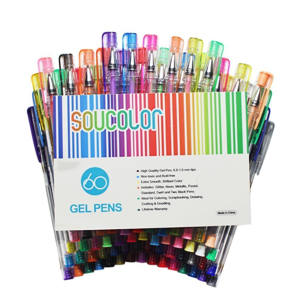 Gel Pens For Adult Coloring Books
 Soucolor Gel Pens for Adult Coloring Books Set of 60