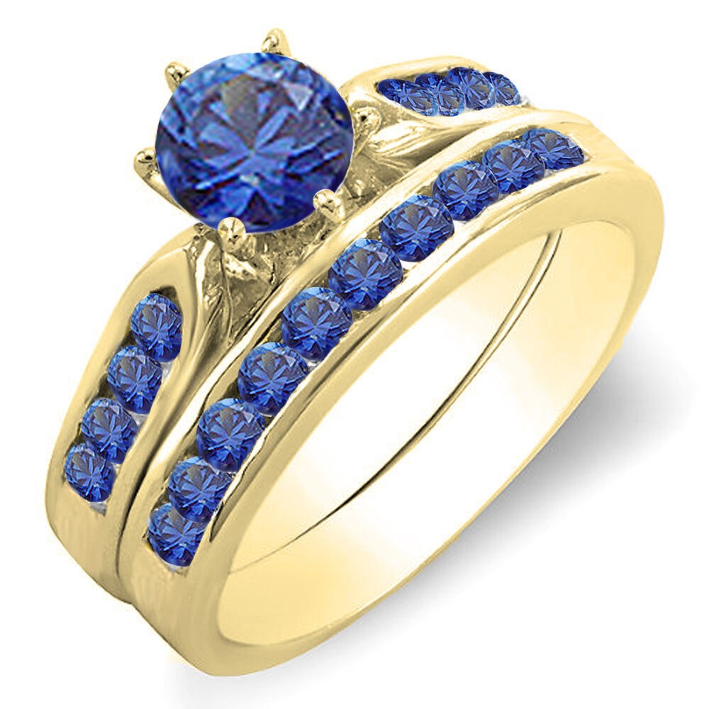 Gemstone Bridal Sets
 14K Yellow Gold Blue Sapphire La s Bridal Engagement