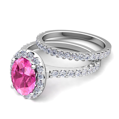 Gemstone Bridal Sets
 Create Your Own Halo Engagement Ring Bridal Set in Pave
