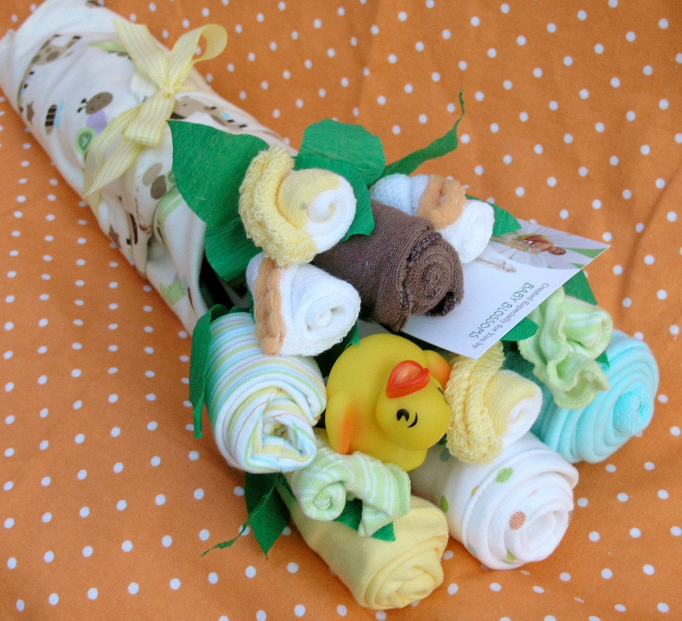 Gender Neutral Baby Gifts
 Gender Neutral Baby Shower Gift Bouquet by babyblossomco