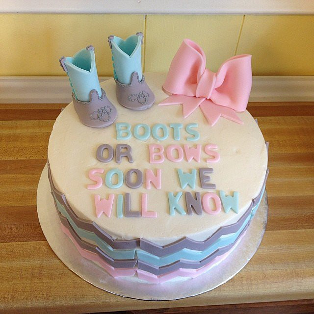 Gender Reveal Party Cake Ideas
 Boots or Bows