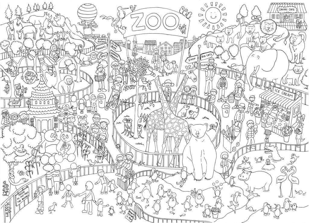 Giant Coloring Books For Adults
 Really giant zoo scene poster