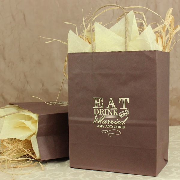 Gift Bags Wedding
 8 x 10 Eat Drink and Be Married Personalized Gift Bags