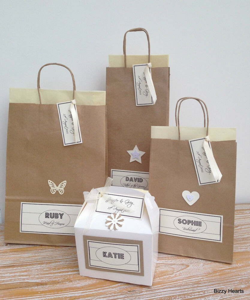 Gift Bags Wedding
 PERSONALISED PAPER VINTAGE STYLE WEDDING GIFT BAGS PARTY