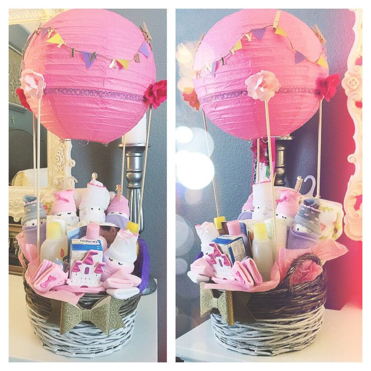 Gift Basket Ideas For Baby Shower
 Baby Hot Air Balloon basket in 2019