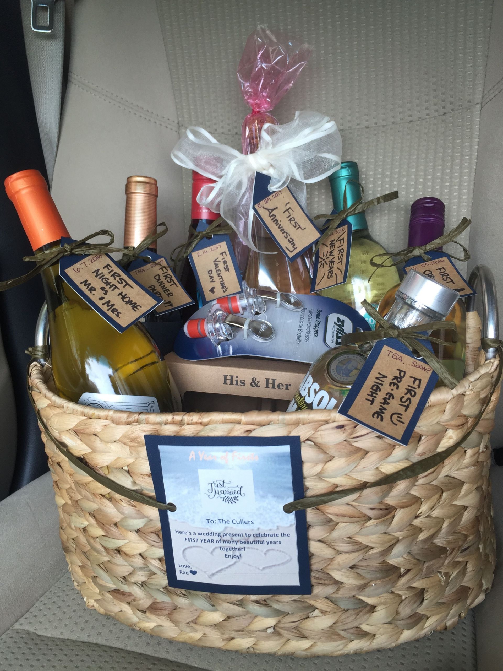Gift Basket Ideas For Couple
 A year of firsts The BEST and easiest wedding present for