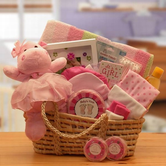 Gift Basket New Baby
 New Arrival Pink Baby Carrier Gift Basket