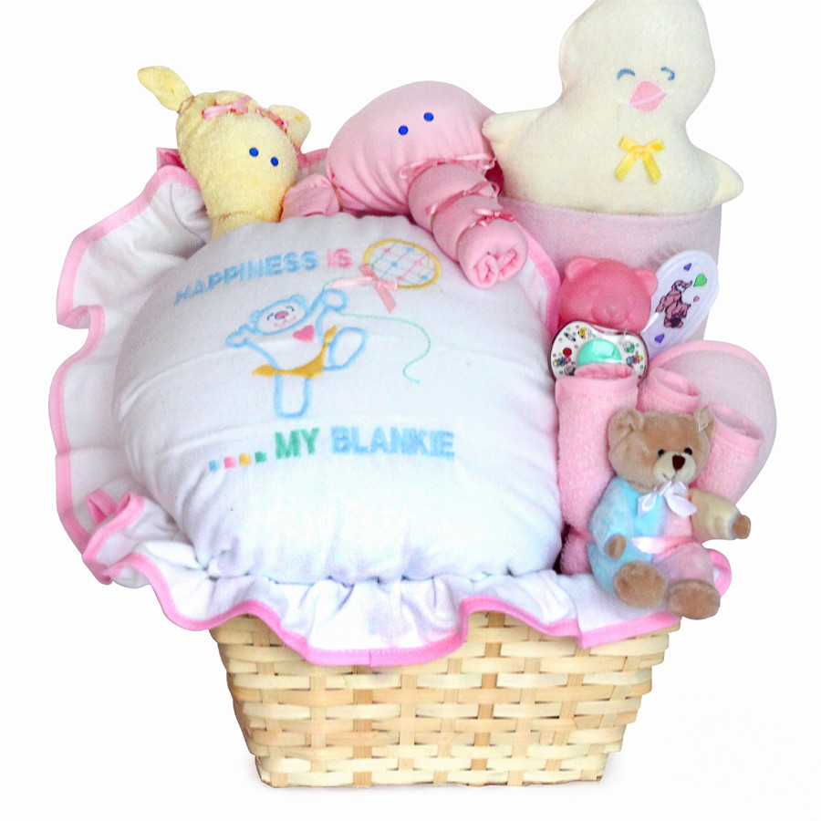 Gift Baskets For New Baby Girl
 Happiness Baby Girl Gift Basket by Silly Phillie