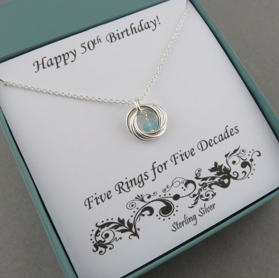 Gift Ideas 50Th Birthday Woman
 50th Birthday Gift for Women Birthstone Necklace Sterling